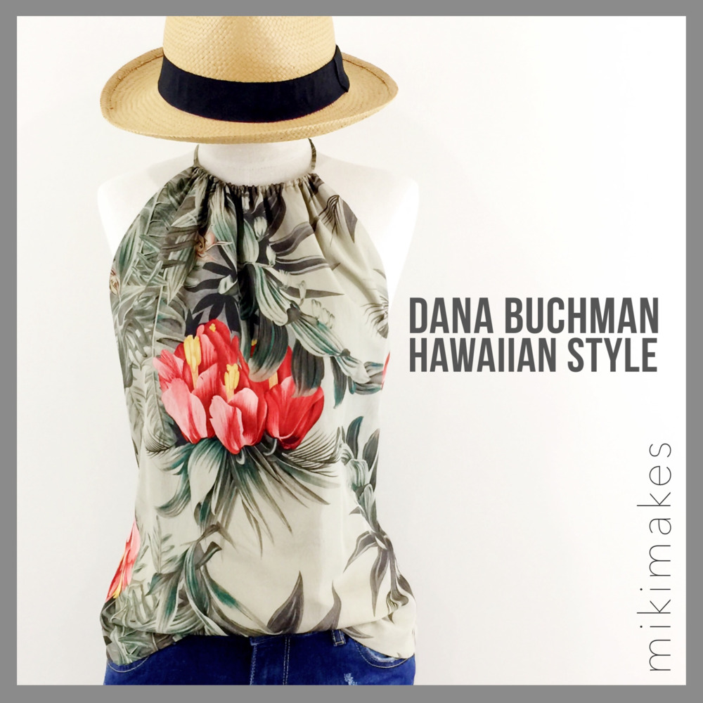 [ dana buchman ]  hawaiian print silk halter top